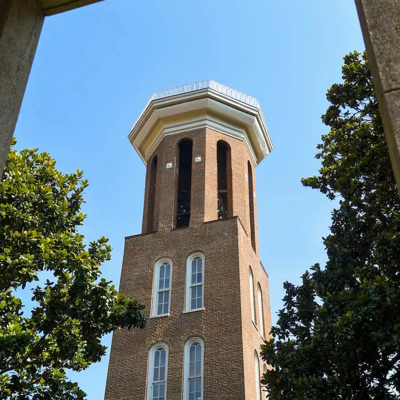 Belmont bell tower on a clear day