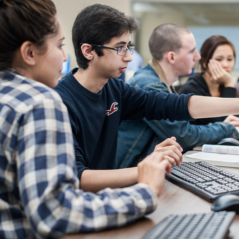 Students working at a computer