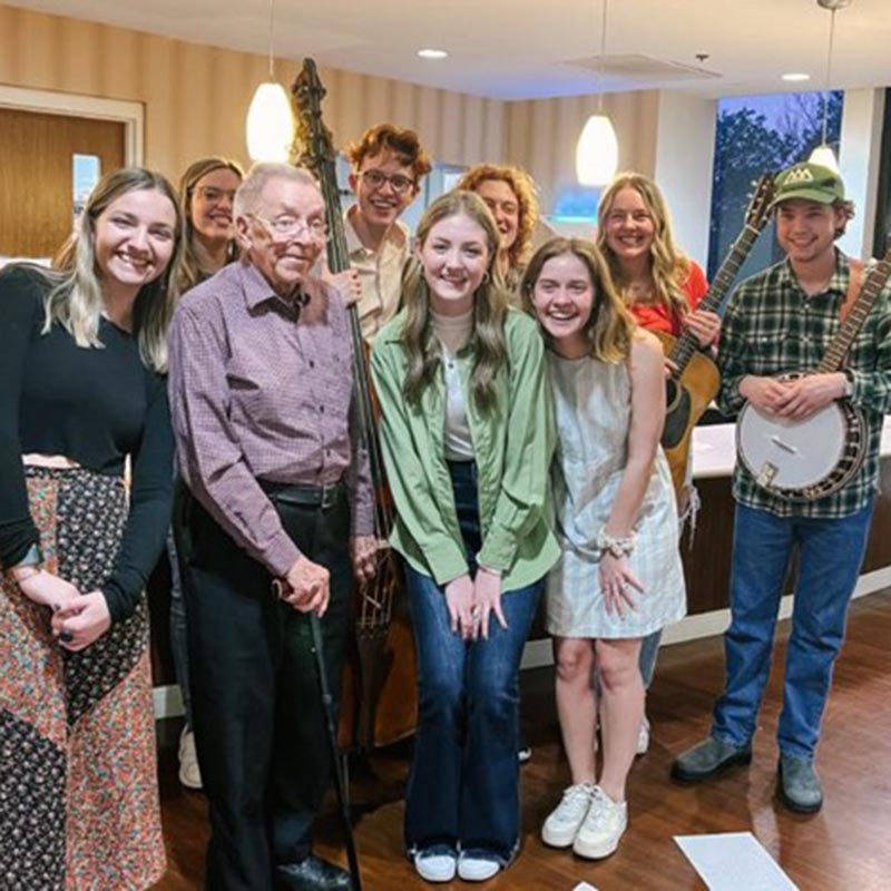 Music Therapy majors practicing guitar in classroom