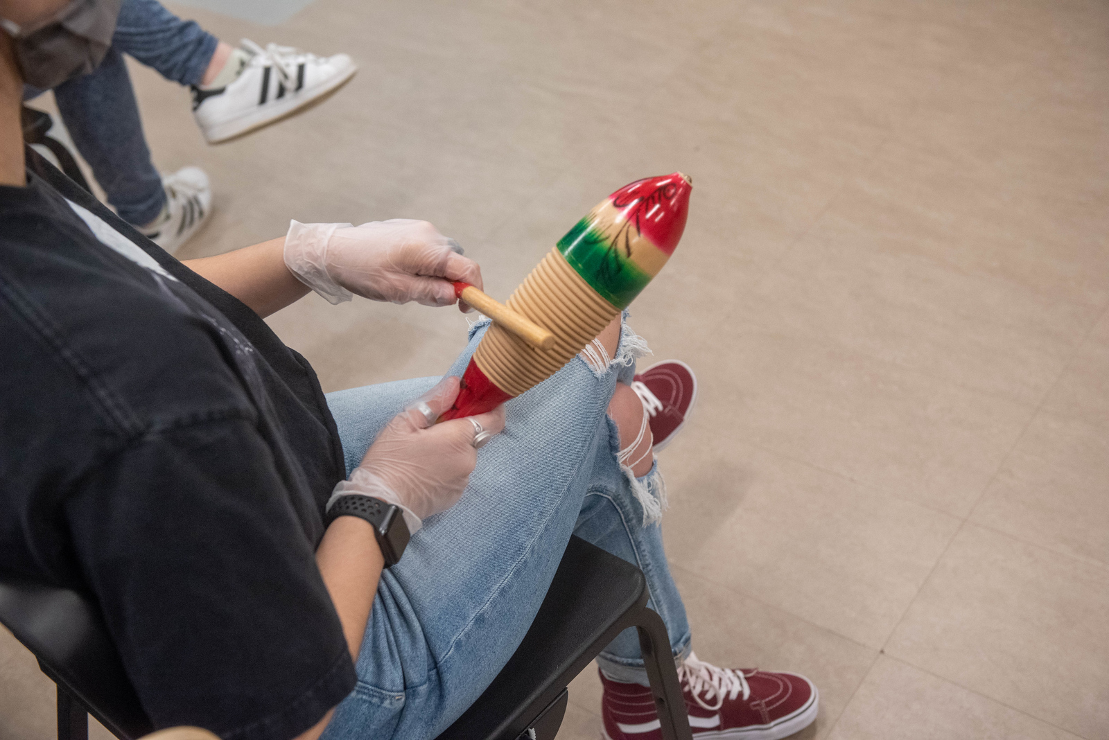 playing an instrument in a music therapy class