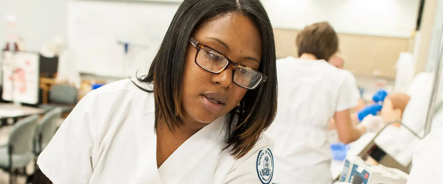 Nursing students in sim labs at Belmont