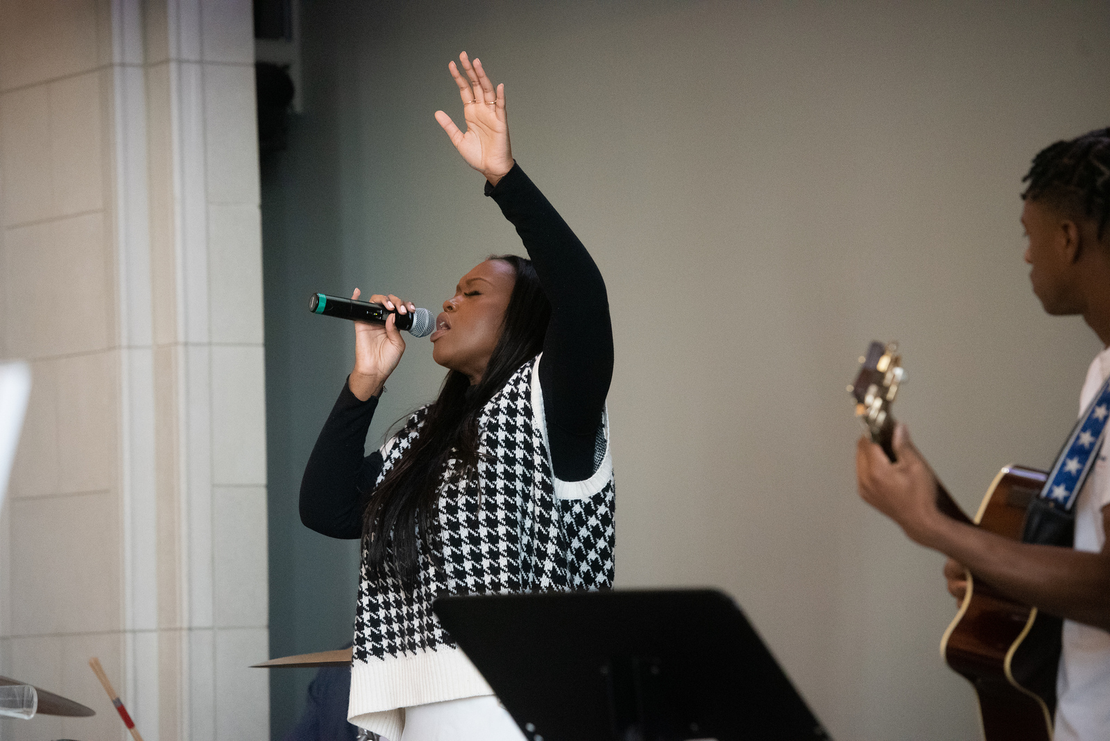 girl leading worship service