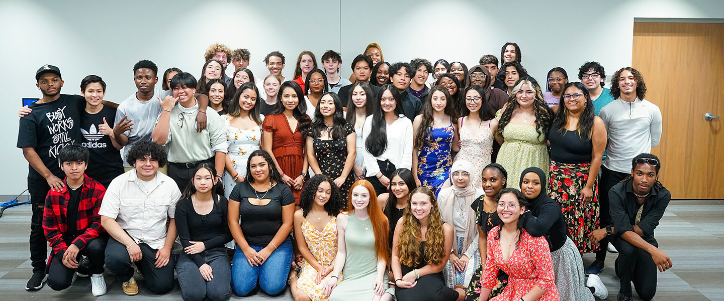 Students who were awarded the Bell Tower Scholarship in a group shot