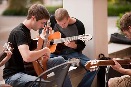 Guitar Ensemble practices outsides