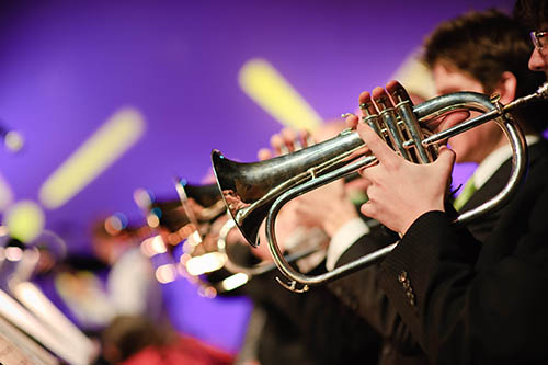 Close up of Jazz band student playing instrament