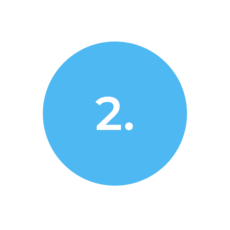 A light blue circle with the number two inside.