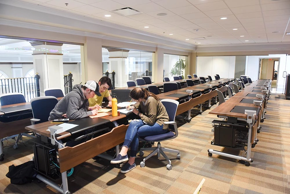 Massey classroom with students studying