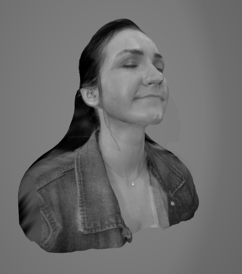 high fidelity scan of a female students face and shoulders