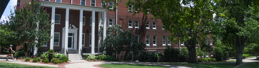 Exterior photo of Hail Hall, front entrance