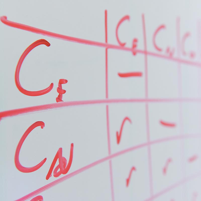 Math problems written on white board