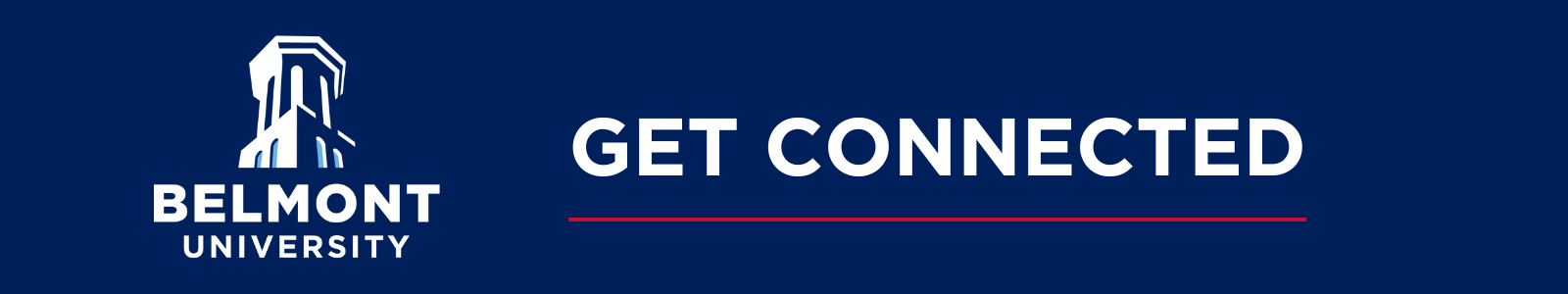 Get Connected banner with Belmont bell tower logo