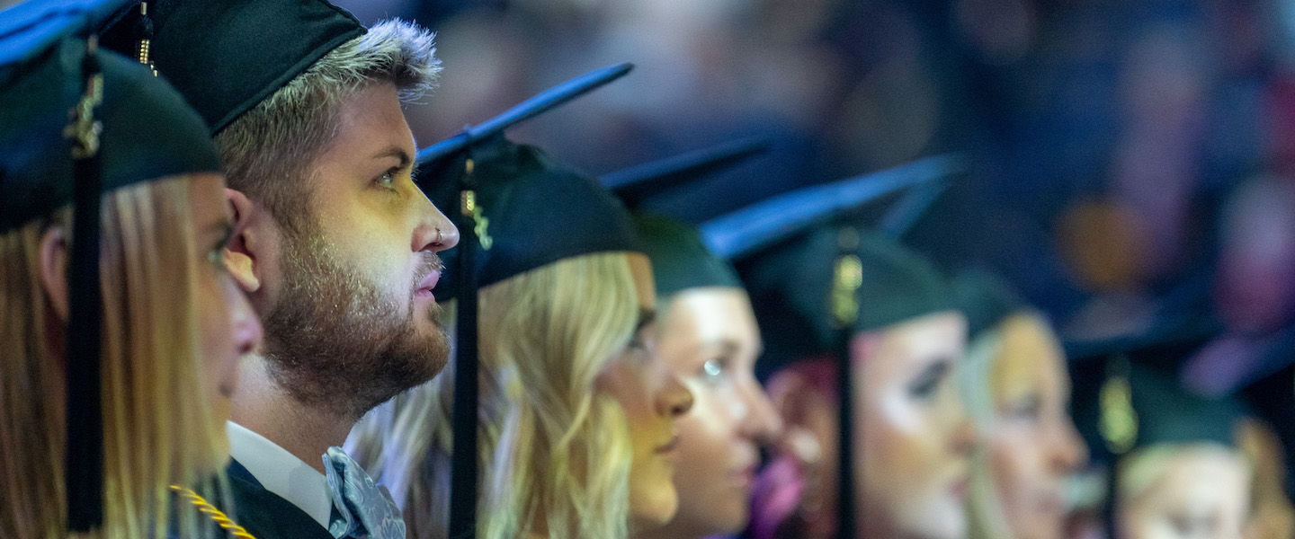 Graduates at commencement