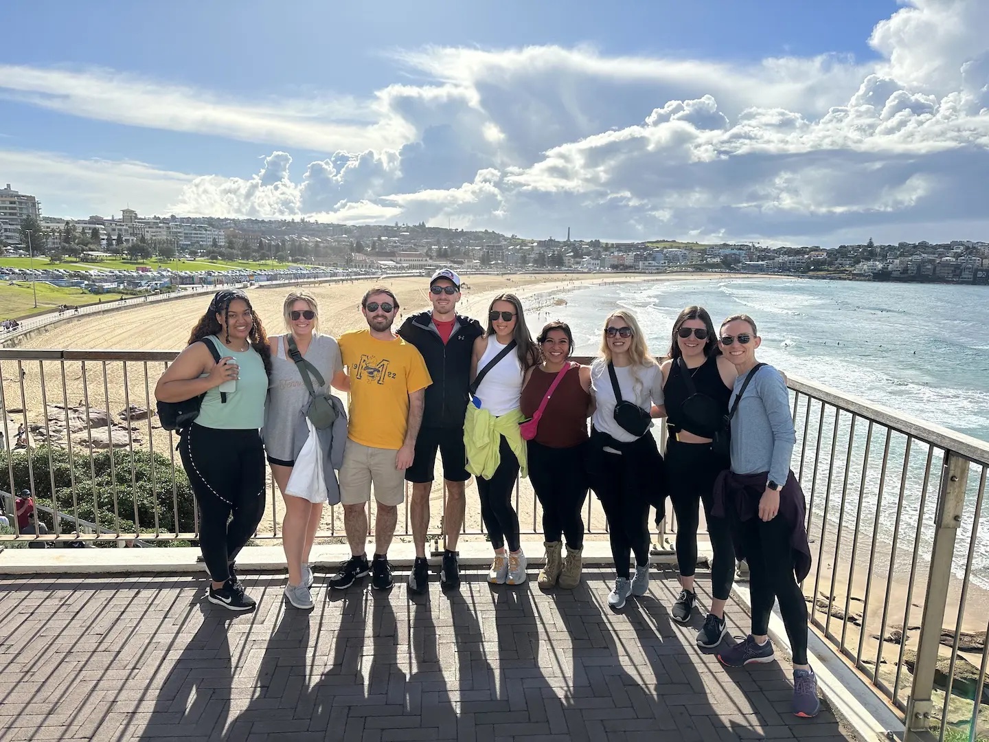 Law students taking a hike at Bondi Beach