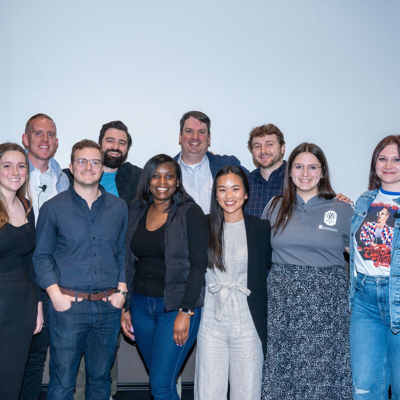 Seven panelists from Nashville SC pose for a photo