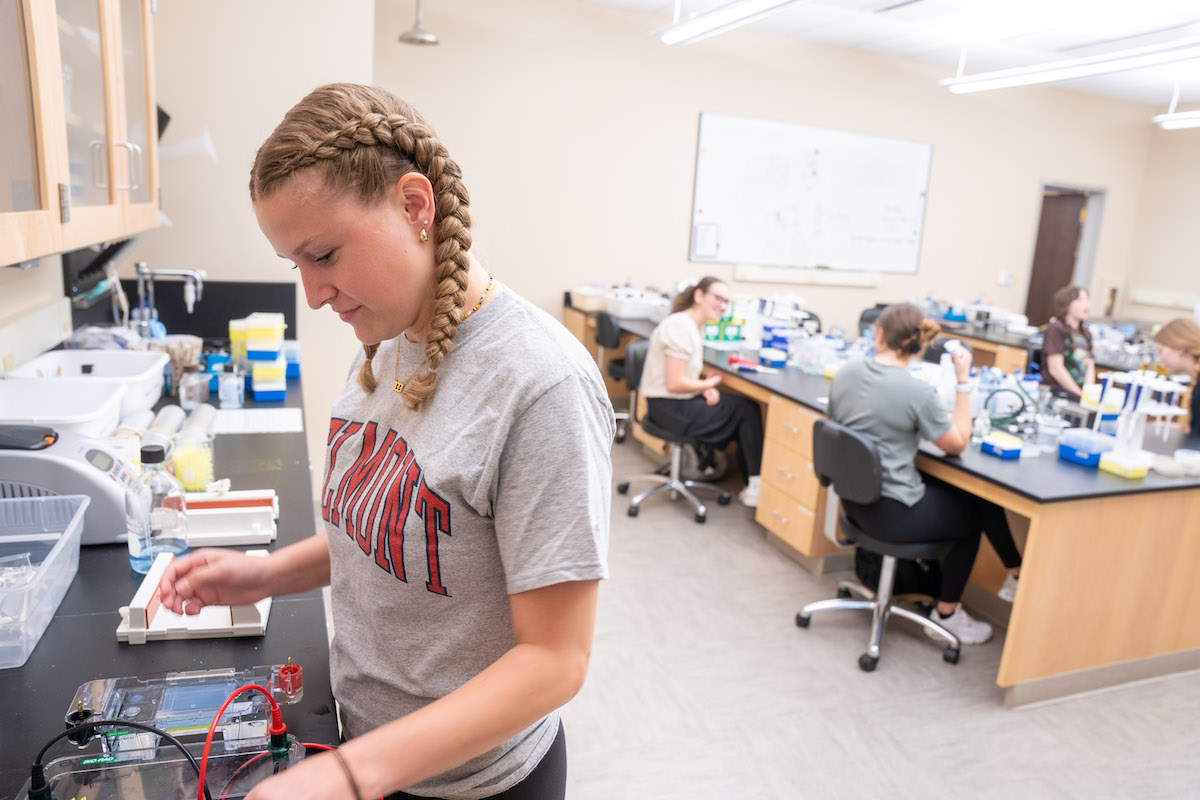 student working in the lab