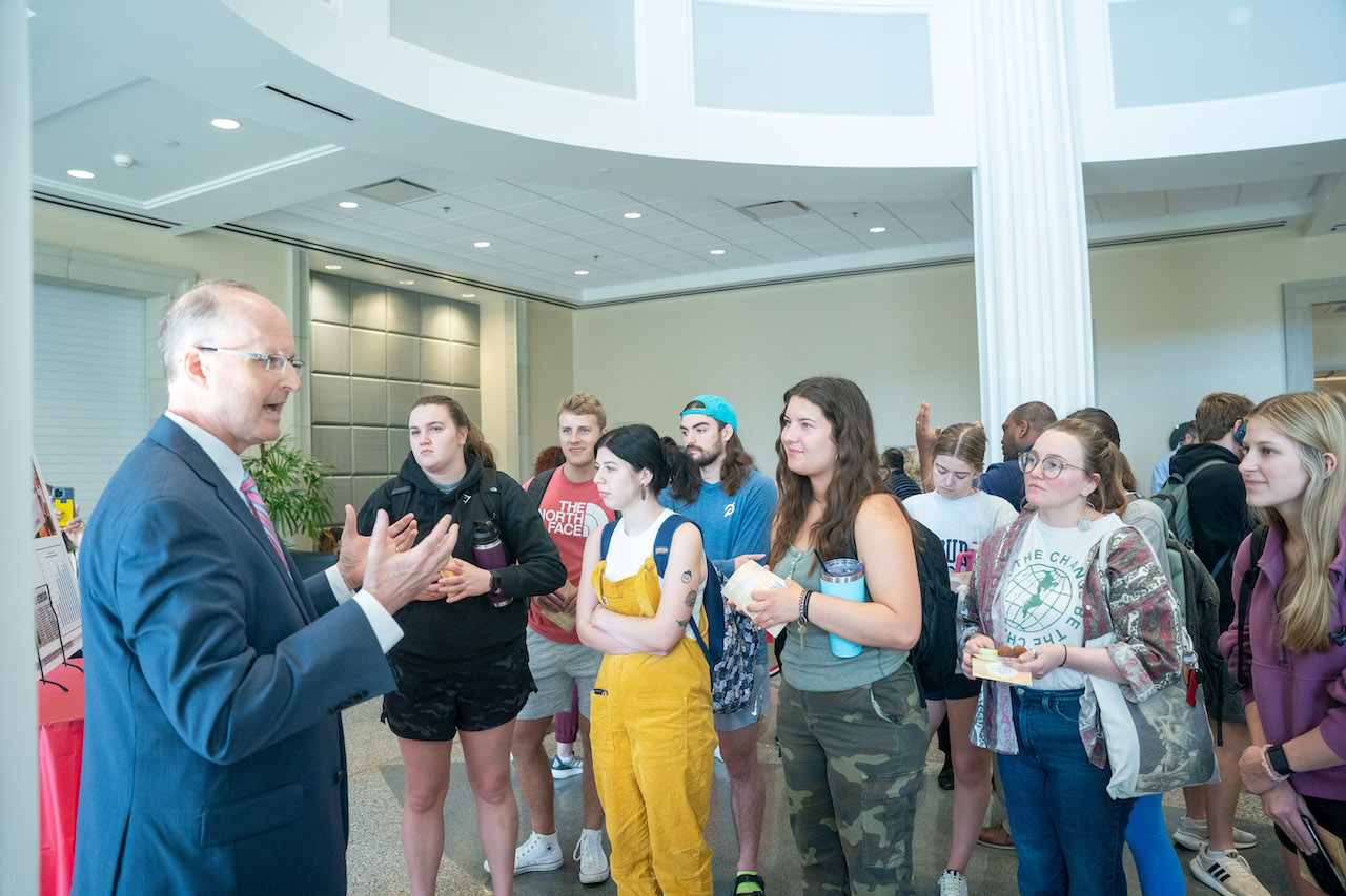 McIntyre presents at "fail fest" to students.