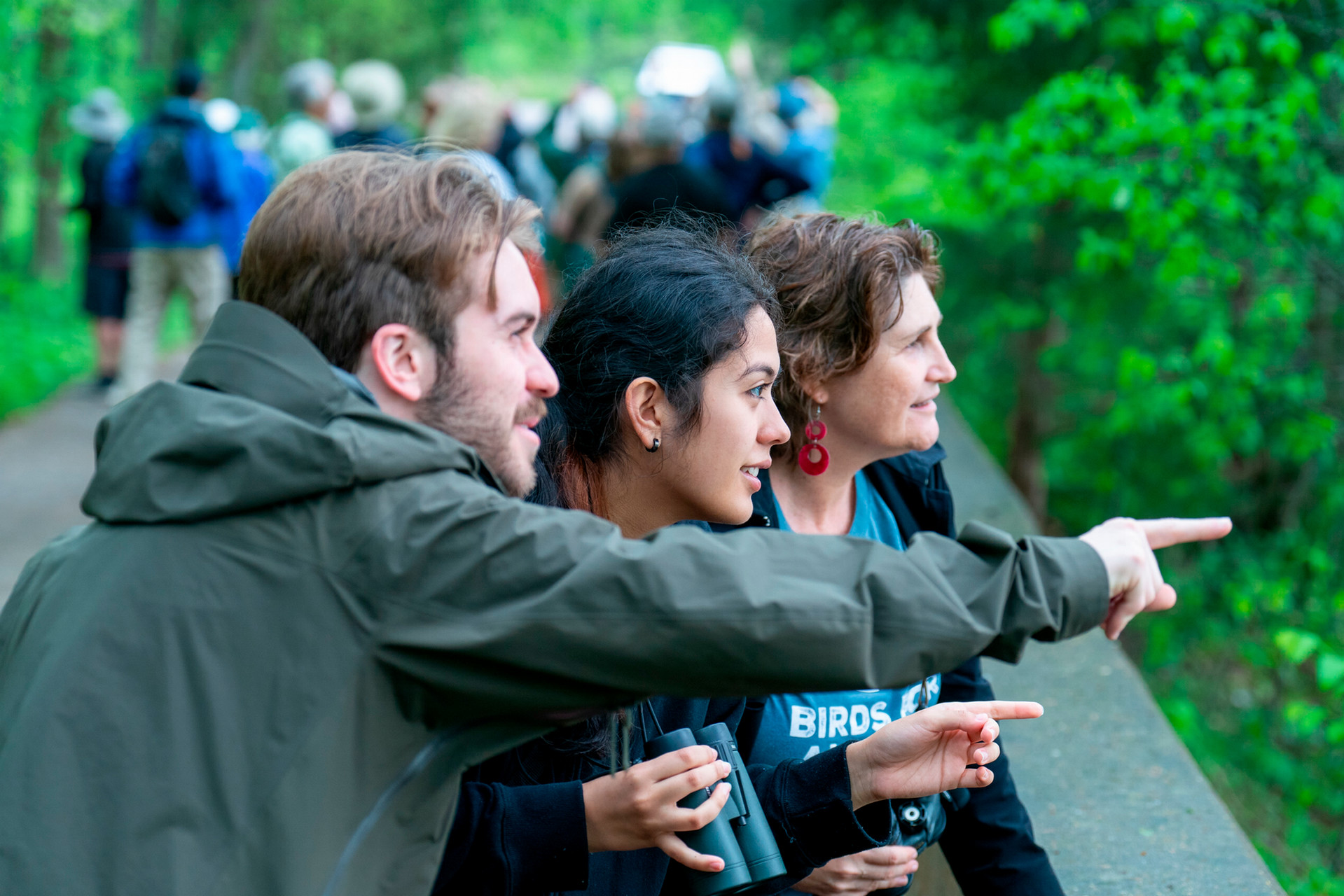 Students bird watching at Radnor Lake