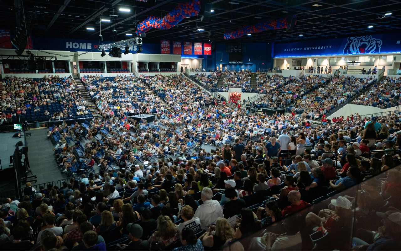 Curb Event Center at Belmont's opening ceremony for new students