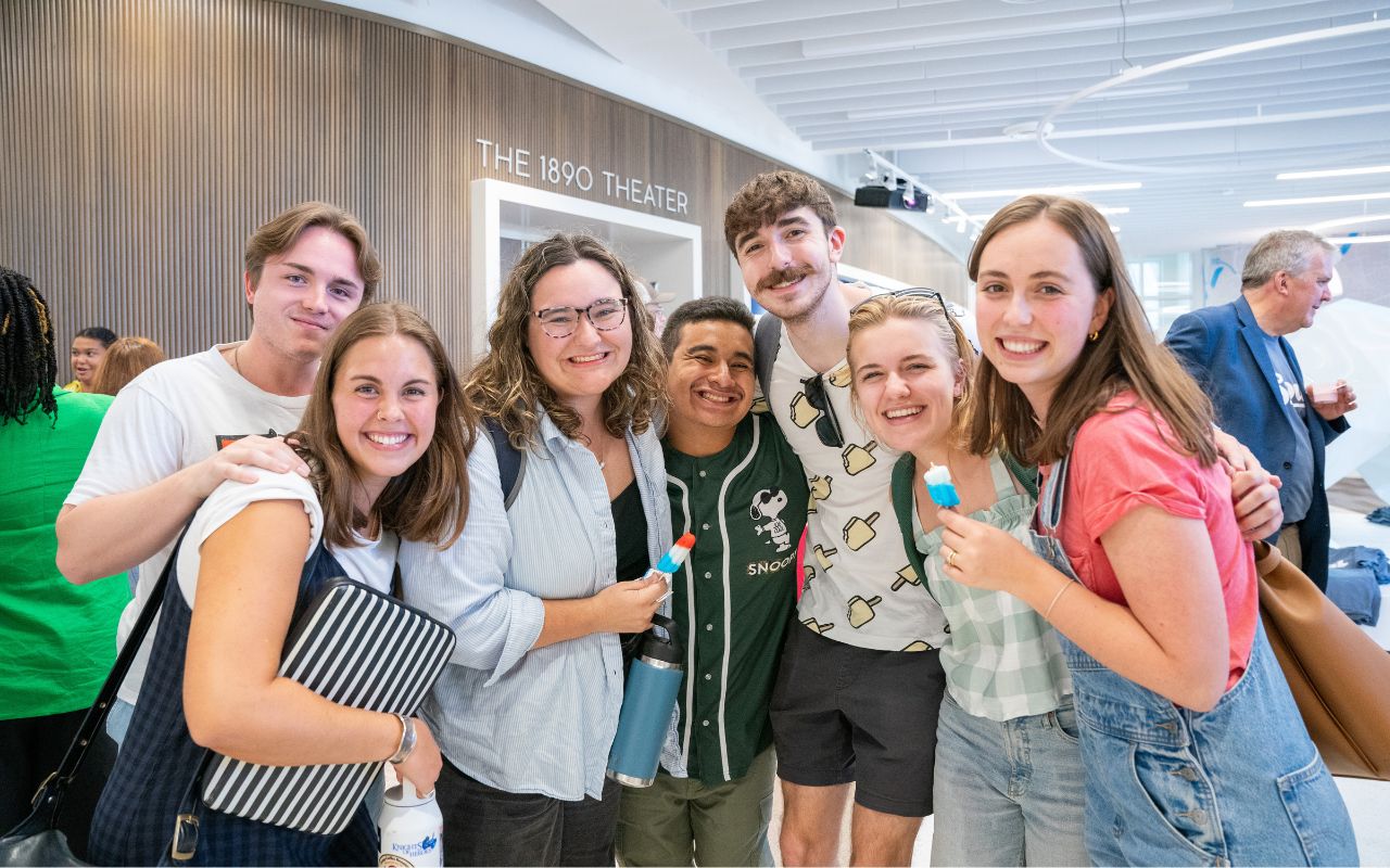 Students pose at Popsicles with President Pop-Pop