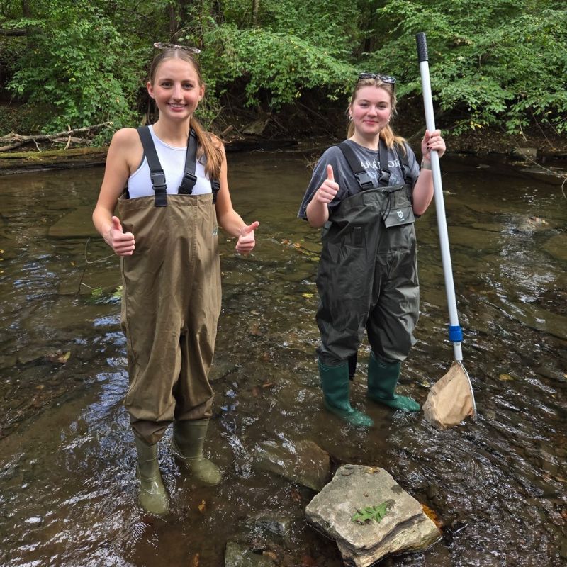 Students collecting samples along the Cumberland River