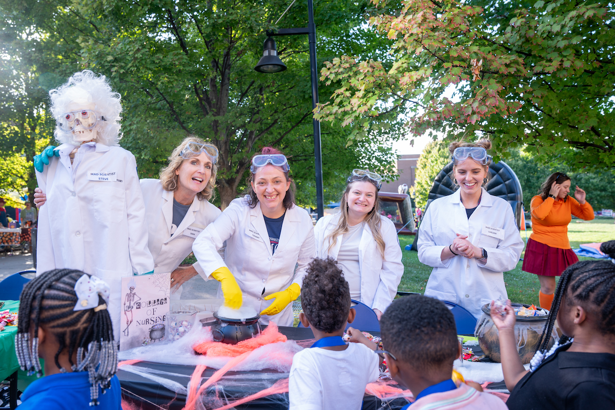 Employees in costumes