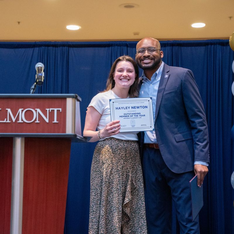 Newton receives the 2024 Outstanding Fraternity/Sorority Member award