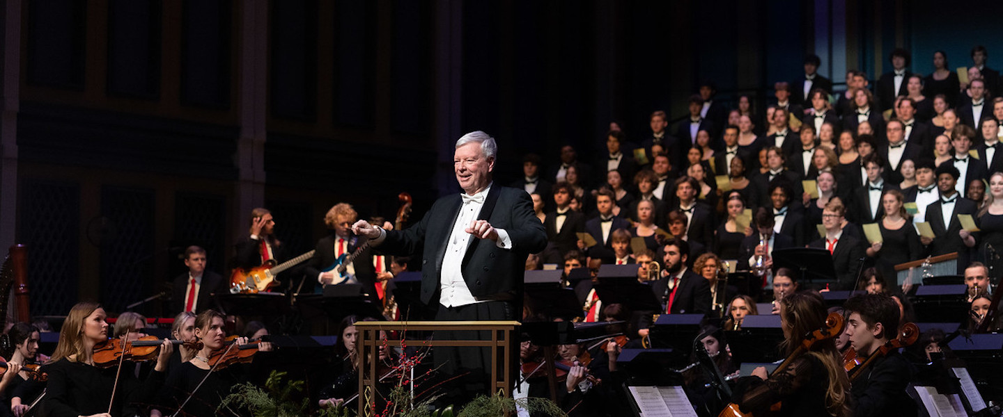 Gregg conducts during performance of "Christmas at Belmont"