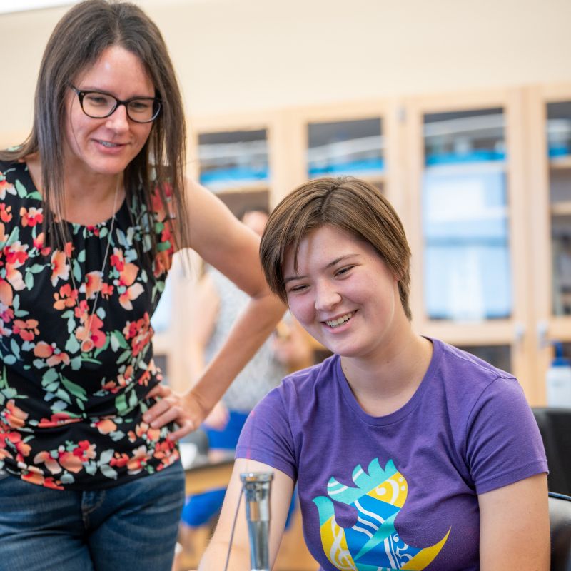 Dr. Becky Adams and a student at VISIBL