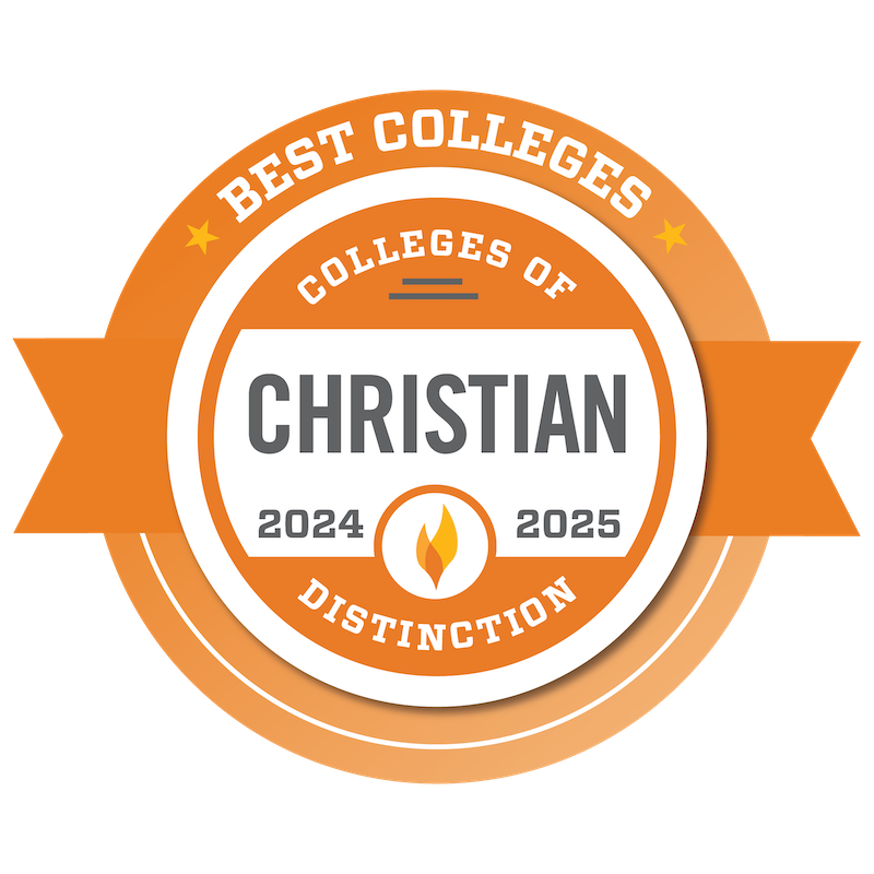 orange digital back displaying "2024-2025 Best Christian College"