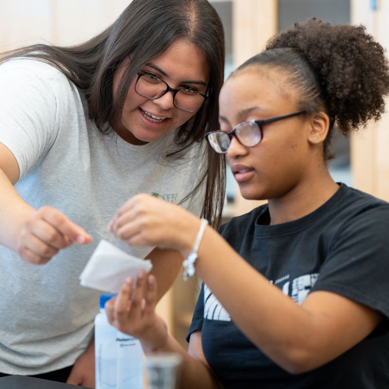 Students learning at camp