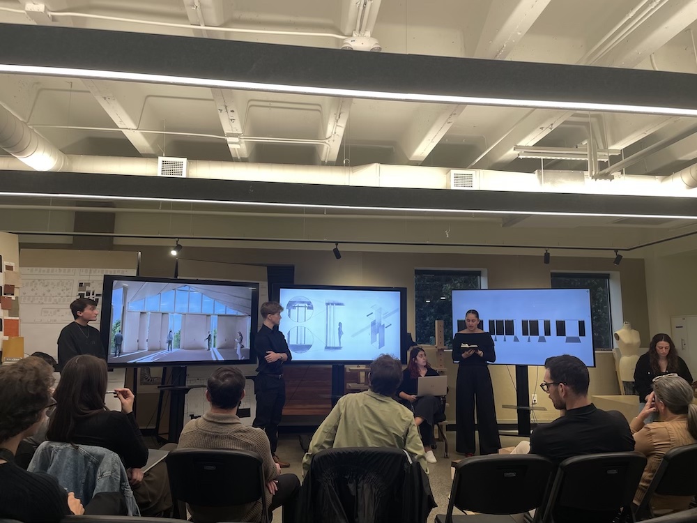 O'More student group presents to a jury of professional designers