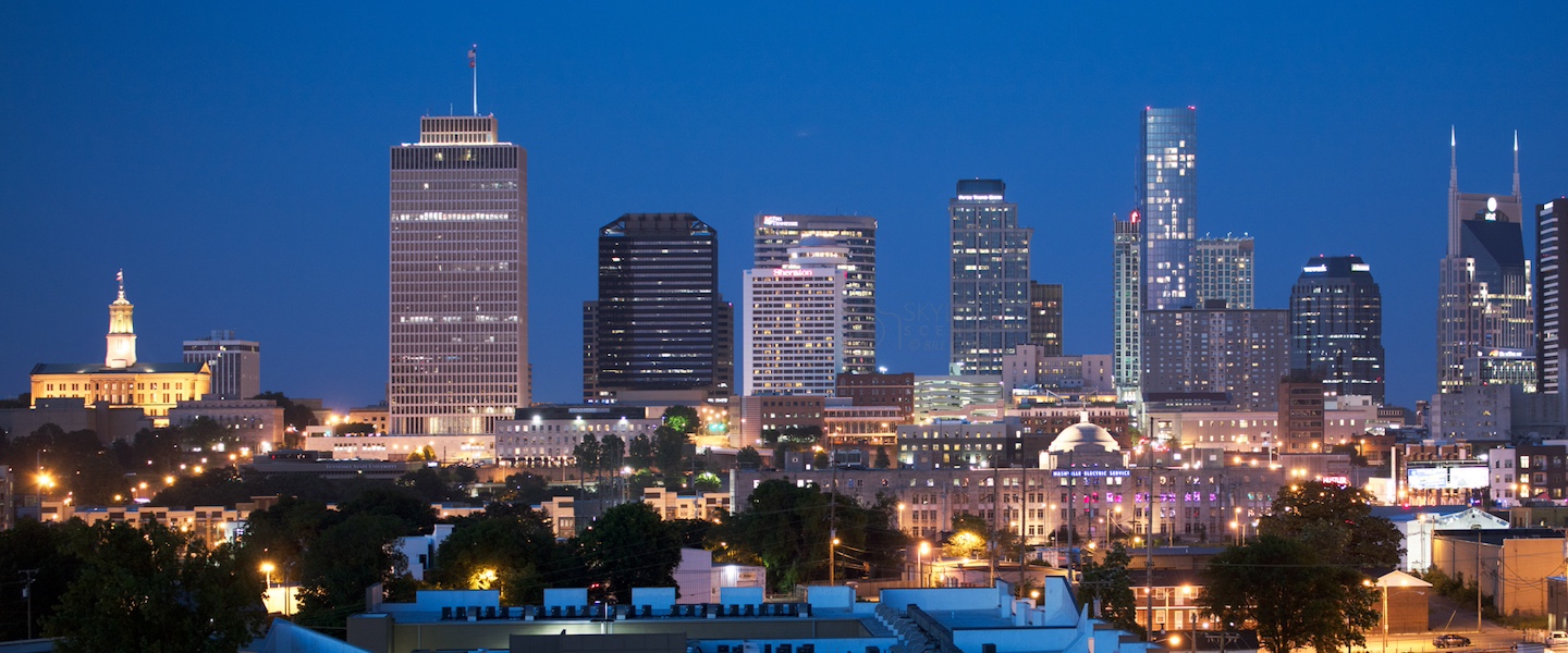 Nashville skyline at dusk