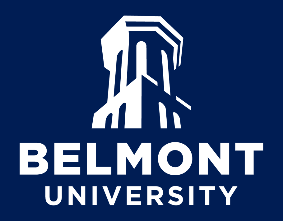 Belmont University Logo Vertical Reversed Single Color