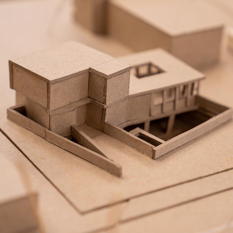 detail image of a cardboard architectural model